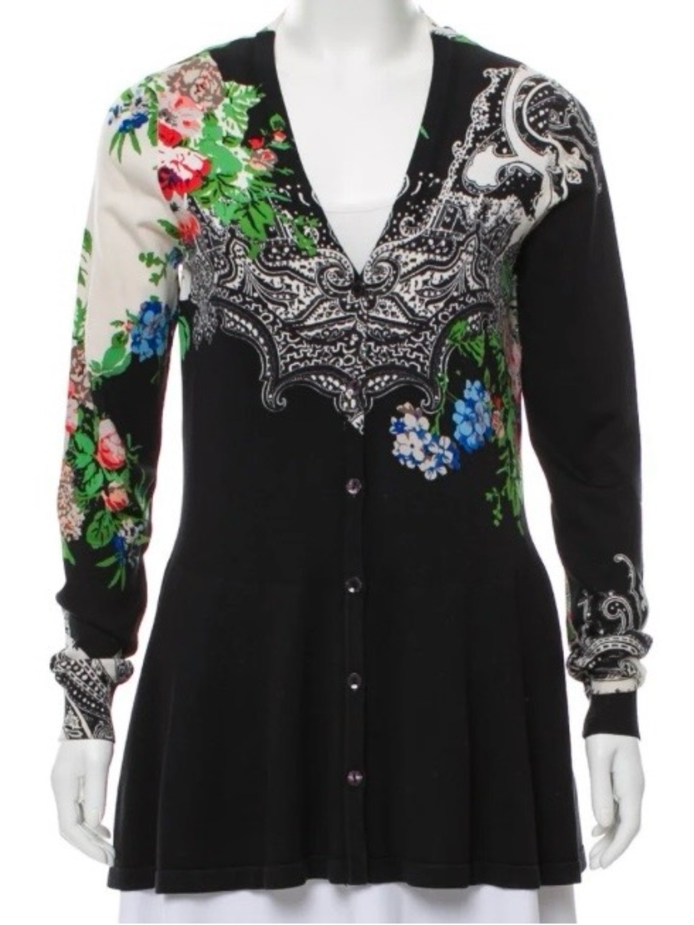 Etro Milano Silk Blend Cardigan Sweater Y2K Italian Romantic Maximalist Boho Lux